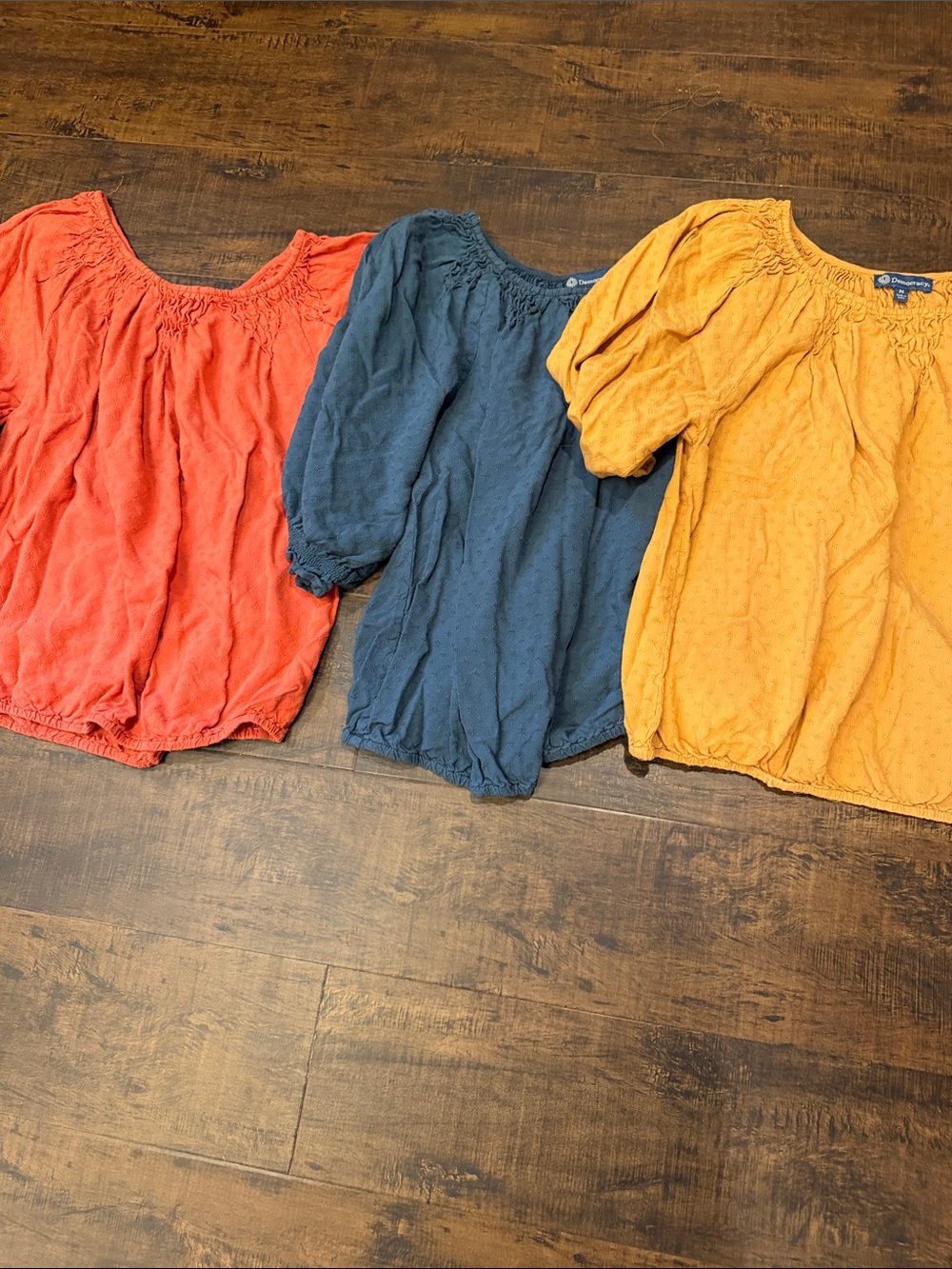 Democracy Tops - Coral, Navy, Mustard